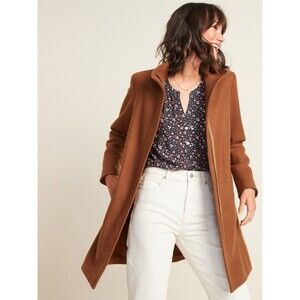 Old Navy Soft Brushed Funnel Neck Jacket Brown Women’s Size Small Wool Blend